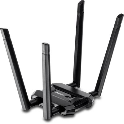 TRENDnet AC1900 High Power Dual Band Wireless USB Adapter, TEW-809UB, Stream 4K HD Video, Windows-Mac OS Compatible, NDAA & TAA Compliant, Increase Your Coverage, Detachable High Gain Antennas, Black