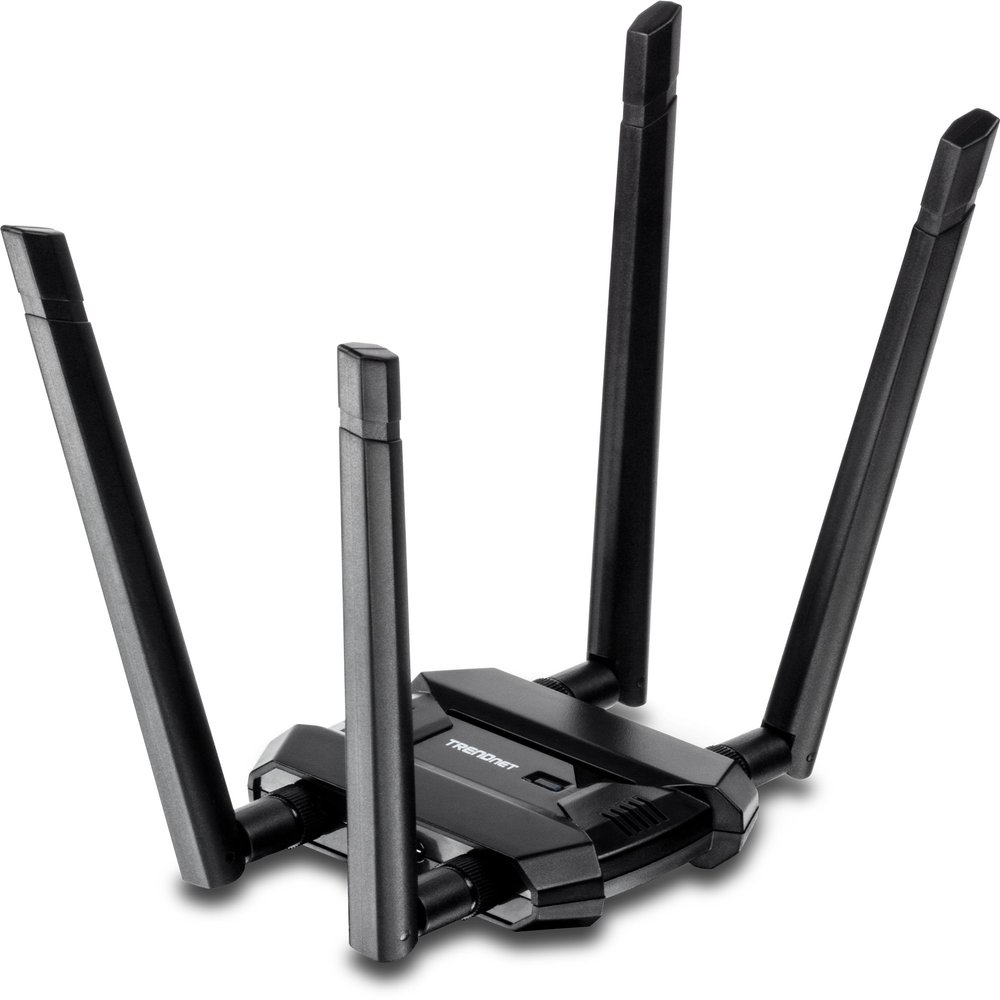 TRENDnet AC1900 High Power Dual Band Wireless USB Adapter, TEW-809UB, Stream 4K HD Video, Windows-Mac OS Compatible, NDAA & TAA Compliant, Increase Your Coverage, Detachable High Gain Antennas, Black