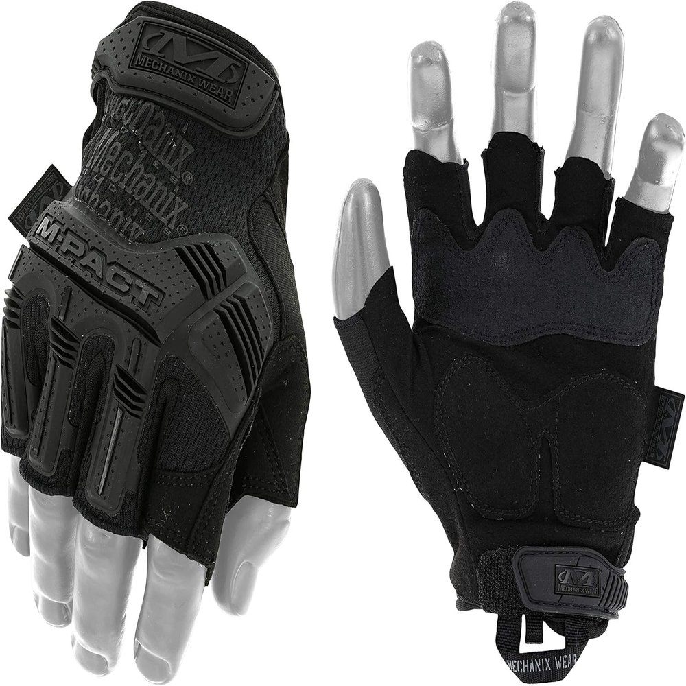 Mechanix Wear M-Pact Fingerless Tactical Impact Resistant Gloves - Impact Protection & Vibration Absorption - Heavy Duty - Machine Washable - Medium - Covert Black