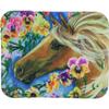 Animal World Brown Horse in Flowers Fabric Tablet Cover view 1