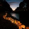 Lantern Lamp Light Asian Oriental Bokeh River Scenery Landscape Fabric Silk Poster Print Home Decoration B0114-57 view 1
