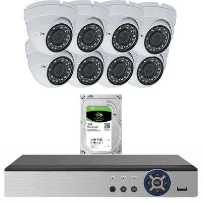 Evertech 8 Channel HD Security Camera System with 8 HD CCTV Dome Cameras 2TB Storage for Recording and Playback