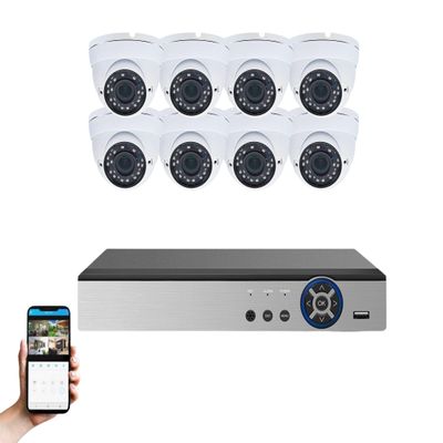 Evertech 8 Channel High-Definition Security Surveillance System 2TB Hard Drive 1080P Indoor Outdoor 2.8-12mm Varifocal Lens Dome Cameras