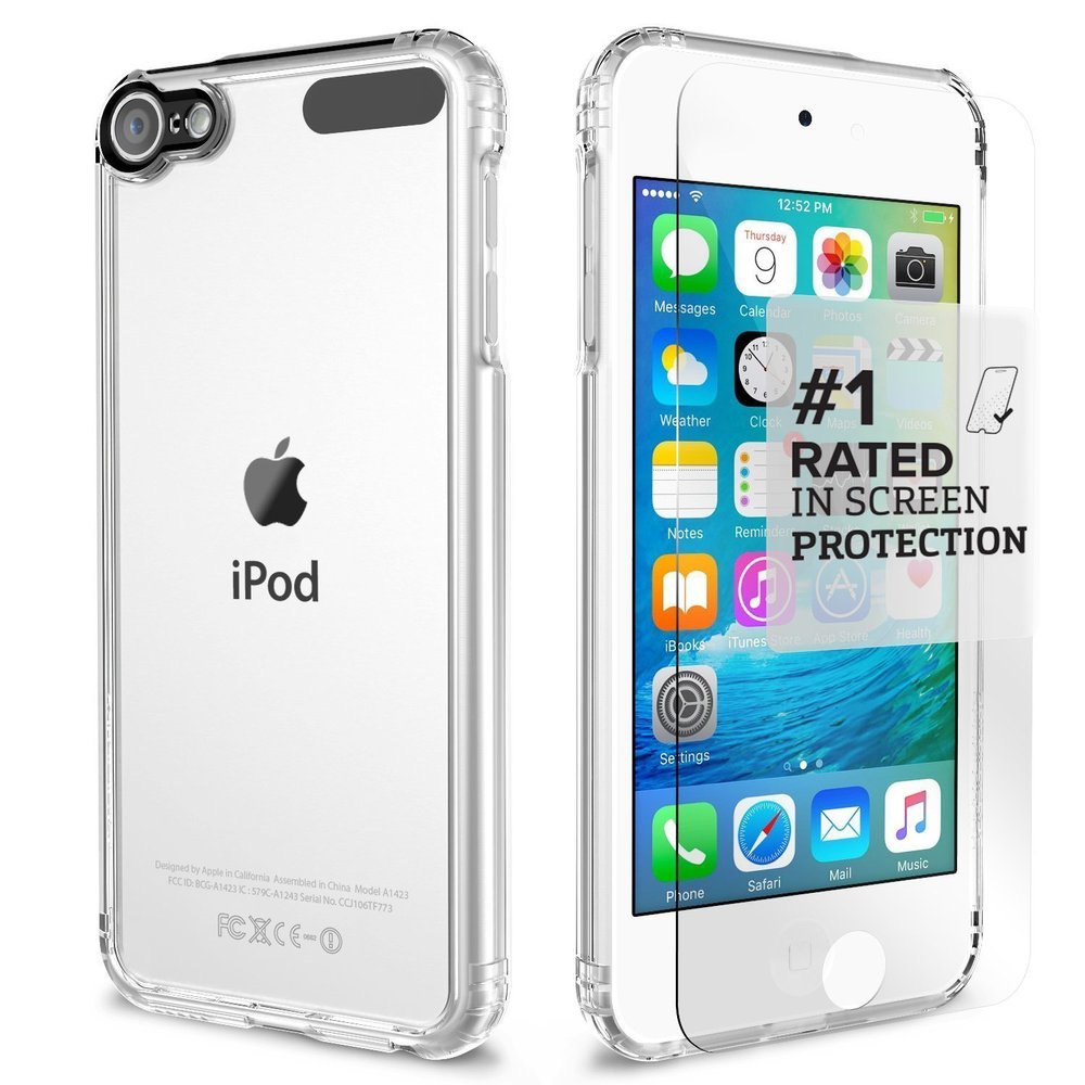 SaharaCase - Apple iPod Touch 6th & 5th Generation Case - Clear Protective Kit Includes [ZeroDamage Tempered Glass Screen Protector] Crystal Clear Scratch-Resistant Hard Back