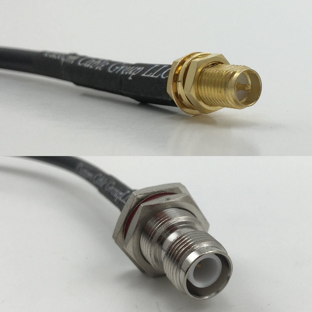 3 feet RFC195 KSR195 RP-SMA FEMALE to RP-TNC FEMALE BULKHEAD Pigtail Jumper RF coaxial cable 50ohm Quick USA Shipping
