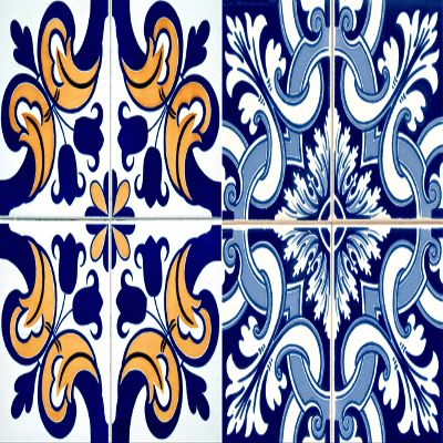Authentic Tile Stickers by Mi Alma 24 PC Set Spanish Design Wall Tile Decal Perfect for Kitchen Backsplash or Bathroom Tiles Vinyl Art Easy to Install Peel and Stick (4x4 Inch, Golden Blue H221)