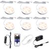 AIBOO Dimmable LED Under Cabinet Lighting, Counter Showcase Kitchen Lighting Fixtures with 12V Plug in adapter and Dimmable Wireless Remote Control, 6 Ultra Slim Puck Lights Kit (Warm White) view 1