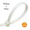 10 x Natural Long Cable Ties 780mm x 9mm / Nylon Heavy Duty Wide Zip Tie view 2