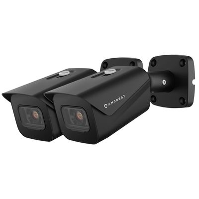 Amcrest 2-Pack UltraHD 4K (8MP) Bullet POE IP Camera, 3840x2160, 98ft NightVision, 2.8mm Lens, IP67 Weatherproof, 125 FOV, Supports up to 256GB MicroSD Recording, Black (2PACK-IP8M-2496EB-V2)