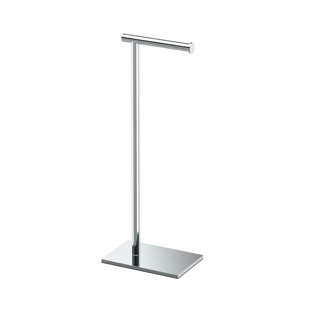 Gatco 1431C Modern Rectangle Base Freestanding Toilet Paper Holder, 21.25" Chrome with Weighted Base