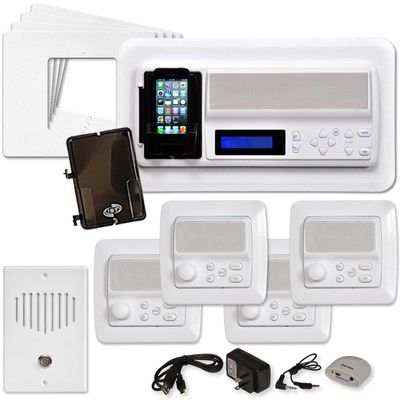 IST Retro Music & Intercom System Package, 4 Rooms (Horizontal Frames), White (RETRO-MH4PAC)