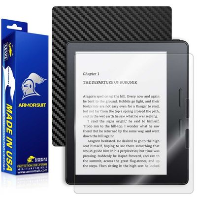 ArmorSuit MilitaryShield Black Carbon Fiber Skin Wrap Film + HD Clear Screen Protector for Kindle Oasis - Anti-Bubble Film
