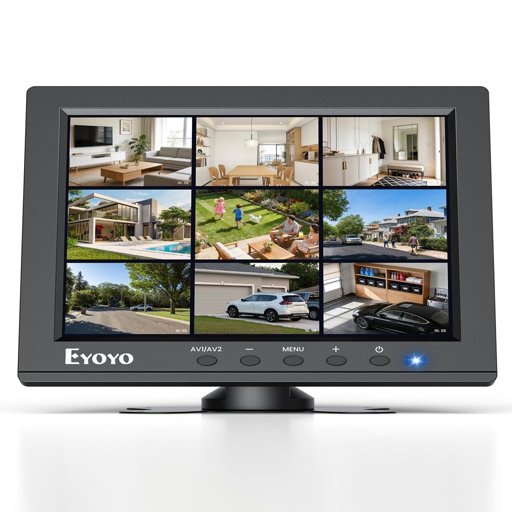 Eyoyo 8" Security Camera Monitor, 1024768 4:3 Mini LCD Screen CCTV Monitors Display with HDMI VGA BNC AV USB, Small Video Monitor for PC, NVR, Raspbery Pi, RV & Kitchen, Built-in Speakers