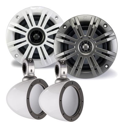 KICKER 4 Inch KM-Series Marine Speaker Bundle 41KM44CW with White Wake Tower Enclosure