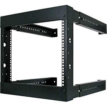 Vertical Cable 6U Open Wall Mount Frame Rack - Adjustable Depth 18"-30"