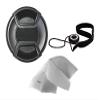 Canon VIXIA HF R700 Lens Cap Center Pinch (43mm) + Lens Cap Holder + Nw Direct Microfiber Cleaning Cloth.