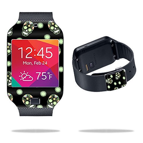 MightySkins Skin Compatible with Samsung Galaxy Gear 2 Neo Smart Watch Cover Skins Sticker Watch Glowing Skulls