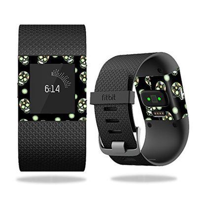MightySkins Skin Compatible with Fitbit Surge Cover Skins Sticker Watch Glowing Skulls