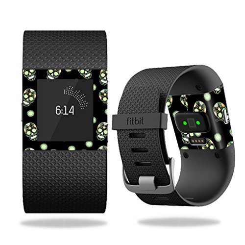 MightySkins Skin Compatible with Fitbit Surge Cover Skins Sticker Watch Glowing Skulls