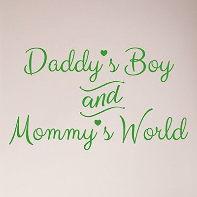 24"x13" Daddy's Boy and Mommy's World Wall Decal Sticker Art Mural Home Decor Baby Shower Crib Parents Nursery Cute Heart