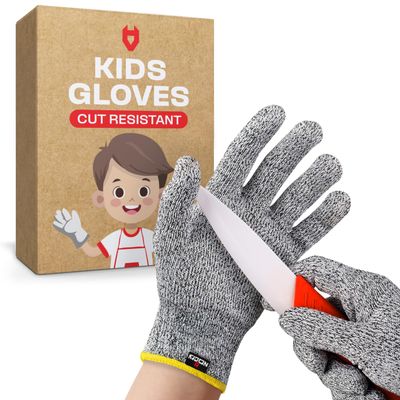 NoCry Kids Cutting Gloves, XS (8-12 Years)  100% Food Grade and Level 5 Protection  Comfortable and Lightweight, Yet Tough  Ambidextrous  Ideal for Fishing, Wood Carving and Whittling