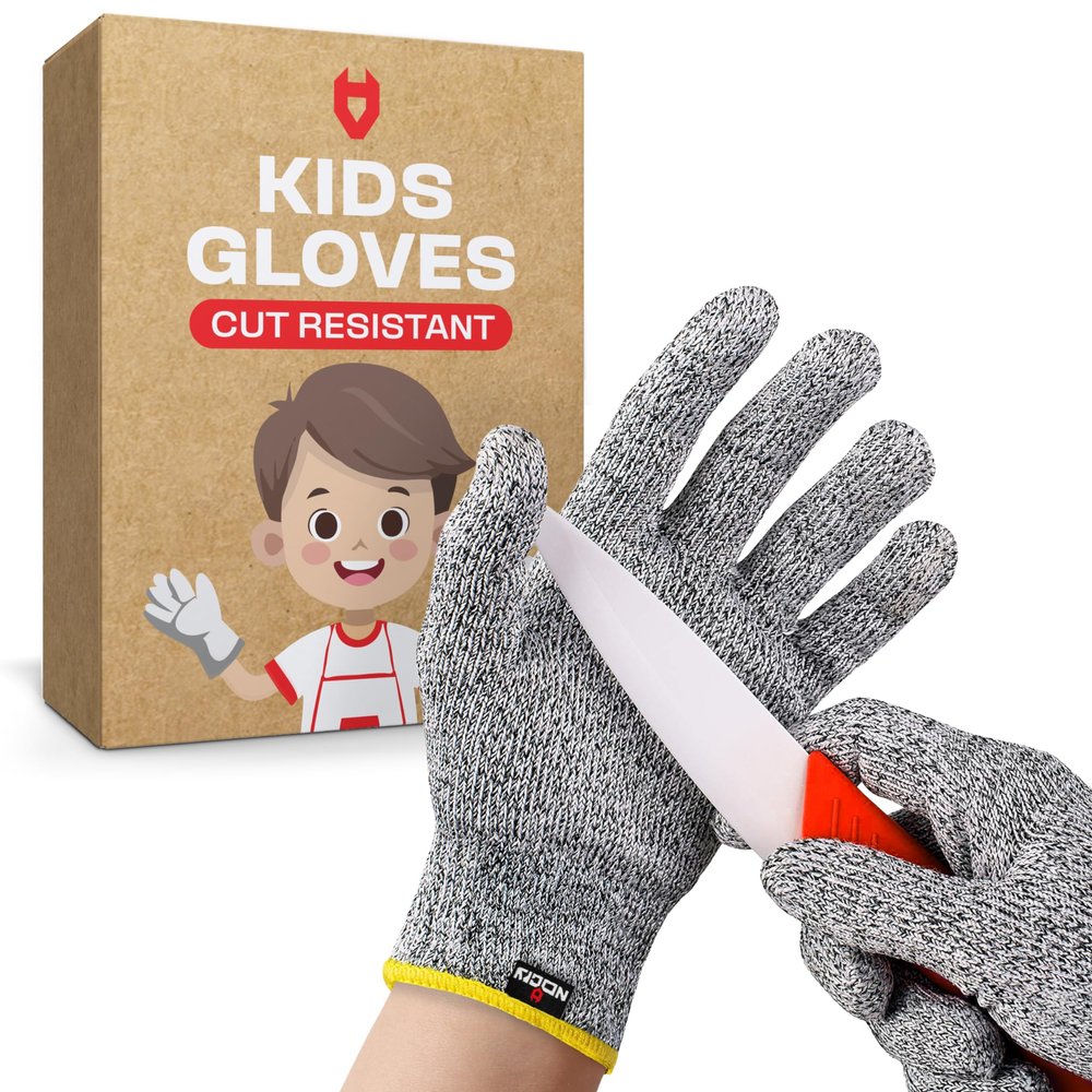 NoCry Kids Cutting Gloves, XS (8-12 Years)  100% Food Grade and Level 5 Protection  Comfortable and Lightweight, Yet Tough  Ambidextrous  Ideal for Fishing, Wood Carving and Whittling