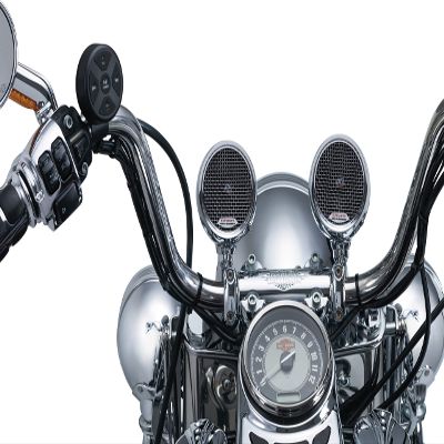 Kuryakyn 2712 MTX Road Thunder Weather Resistant Motorcycle Speakers: 100 Watt Handlebar Mounted Audio Speaker Pods with Bluetooth Audio Controller, Chrome