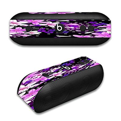 Skin Decal Vinyl Wrap for Beats by Dr. Dre Beats Pill Plus/Purple Pink Flowers Lillie
