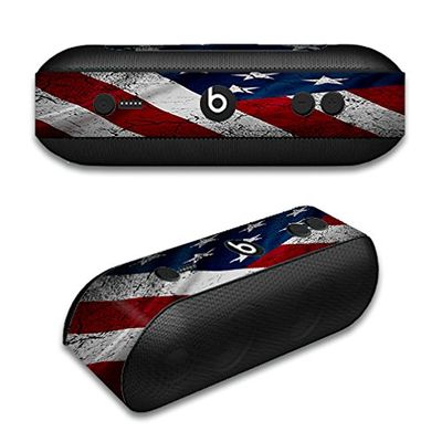 Skin Decal Vinyl Wrap for Beats by Dr. Dre Beats Pill Plus/American Flag Distressed