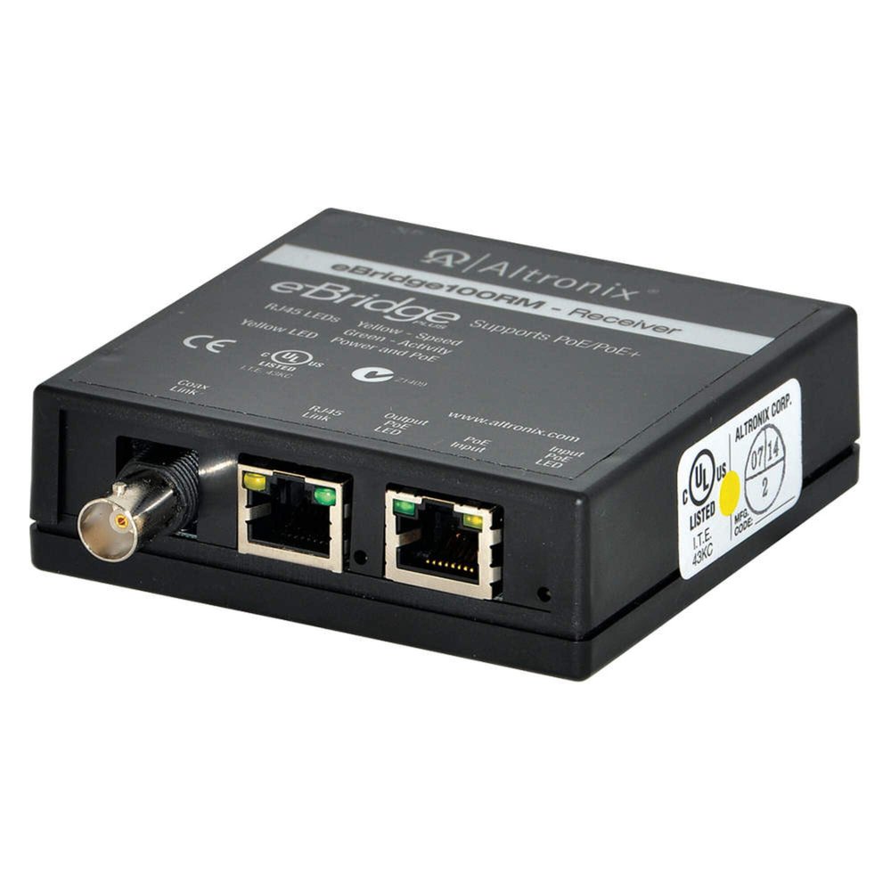 ALTRONIX EBRIDGE100RM PoE Extender,4-3/8" L x 3-1/2" W,Black