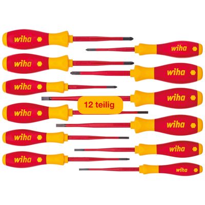 wiha 3201K12 SlimFix 12pc VDE Screwdriver Set, Red Yellow