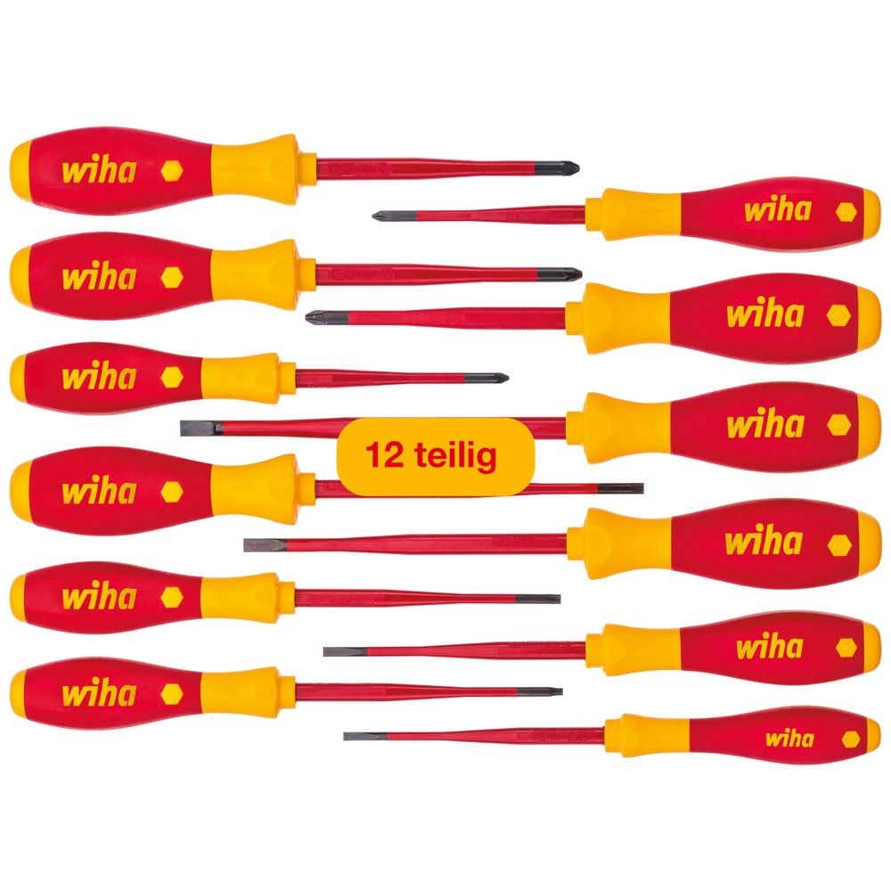 wiha 3201K12 SlimFix 12pc VDE Screwdriver Set, Red Yellow