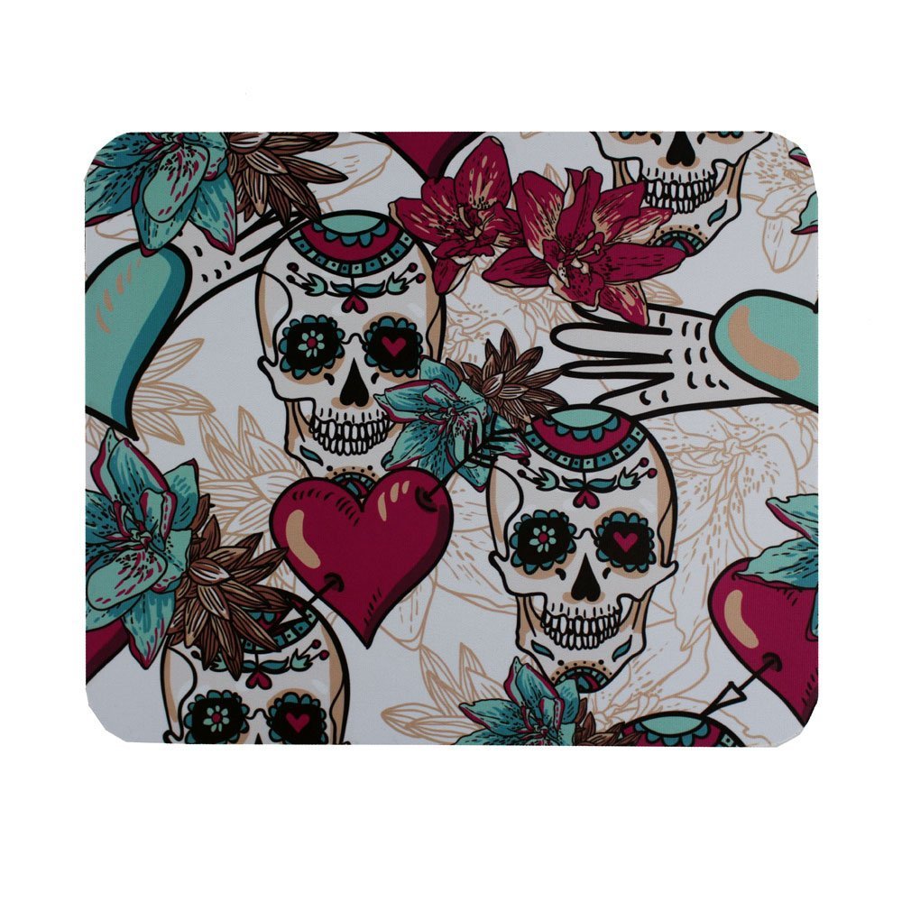 Sugar Skulls and Hearts Mouse Pat Mad Computer Desk Accessories