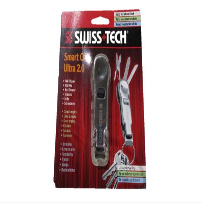 SWISS+TECH ST10619 6-in-1 Polished Stainless Steel Personal Care Multi-Tool with Nail Clipper (Single Pack)