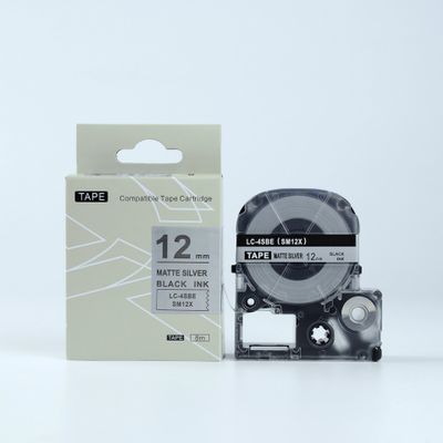 IDIK Compatible EPSON12mm LC-4SBE Label Tape Black on Matte Silver 12mm 8m lw300 500
