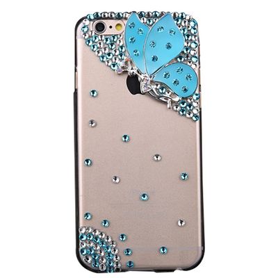 STENES Bling Phone Case Compatible with iPod Touch (5th Generation) Case, Luxurious Crystal 3D Handmade Sparkle Diamond Rhinestone Clear Cover - Butterfly Fairy/Blue
