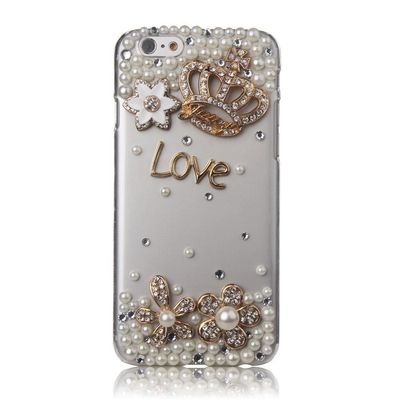 STENES Bling Phone Case Compatible with iPod Touch (5th Generation) Case, Luxurious Crystal 3D Handmade Sparkle Diamond Rhinestone Clear Cover - Crown Flowers Love/Gold