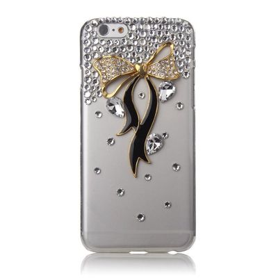 STENES Bling Phone Case Compatible with iPod Touch (6th Generation) Case - Luxurious Crystal 3D Handmade Sparkle Diamond Rhinestone Clear Cover - Bow Ribbon/Black