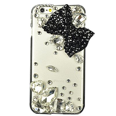 STENES Bling Phone Case Compatible with iPod Touch (6th Generation) Case - Luxurious Crystal 3D Handmade Sparkle Diamond Rhinestone Clear Cover - Big Bowknot Rhinestone/Black
