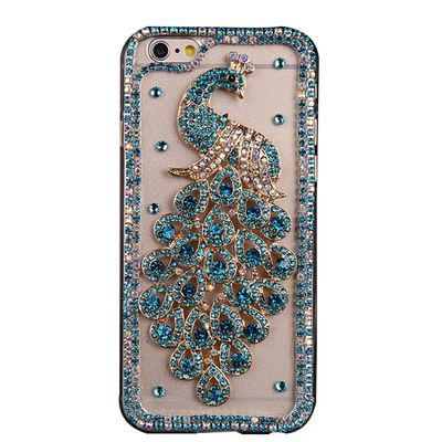 STENES Bling Phone Case Compatible with iPod Touch (6th Generation) Case - Luxurious Crystal 3D Handmade Sparkle Diamond Rhinestone Clear Cover - Luxury Peacock/Green