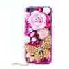 STENES Bling Phone Case Compatible with iPod Touch (6th Generation) Case - Luxurious Crystal 3D Handmade Sparkle Diamond Rhinestone Clear Cover - Big Rose Flowers Butterfly Bowknot/Hot Pink view 1