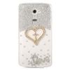 STENES Bling Phone Case Compatible with LG Escape 3 Case - Luxurious Crystal 3D Handmade Sparkle Diamond Rhinestone Clear Cover - Cross Love Heart/Gold view 1