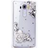 STENES Bling Phone Case Compatible with LG Phoenix 2 Case - Luxurious Crystal 3D Handmade Sparkle Diamond Rhinestone Clear Cover - Camellia Flowers/White view 1