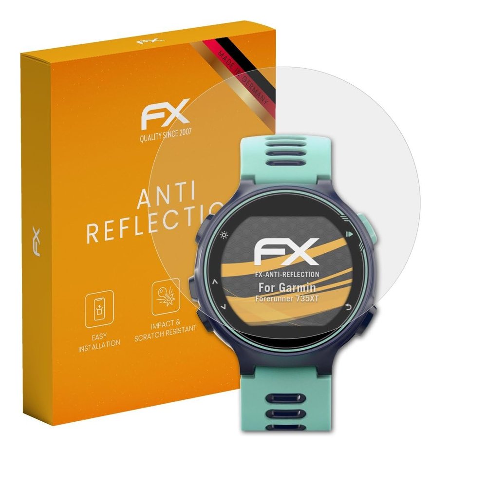 atFoliX Screen Protector compatible with Garmin Forerunner 735XT Screen Protection Film, anti-reflective and shock-absorbing FX Protector Film (3X)
