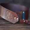 Custom Leather Camera Strap, Handmade personalized gift, Brown stain, Skull, hand stitched, Custom name, initials, neck strap, DSLR, SLR, shoulder strap view 1