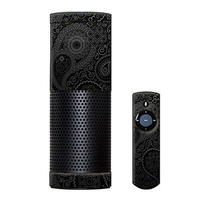 Skin Decal Vinyl Wrap for Amazon Echo Device/Paisley Black