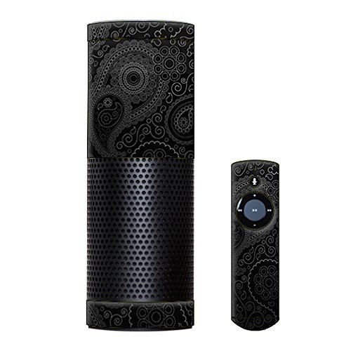 Skin Decal Vinyl Wrap for Amazon Echo Device/Paisley Black