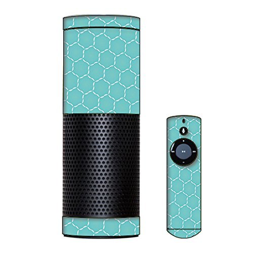 Skin Decal Vinyl Wrap for Amazon Echo Device/Blue Hexagon