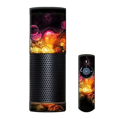 Skin Decal Vinyl Wrap for Amazon Echo Device/Orange Bubbles