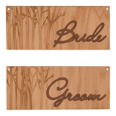 Weddingstar Veneer Bride And Groom Chair Markers, Wood